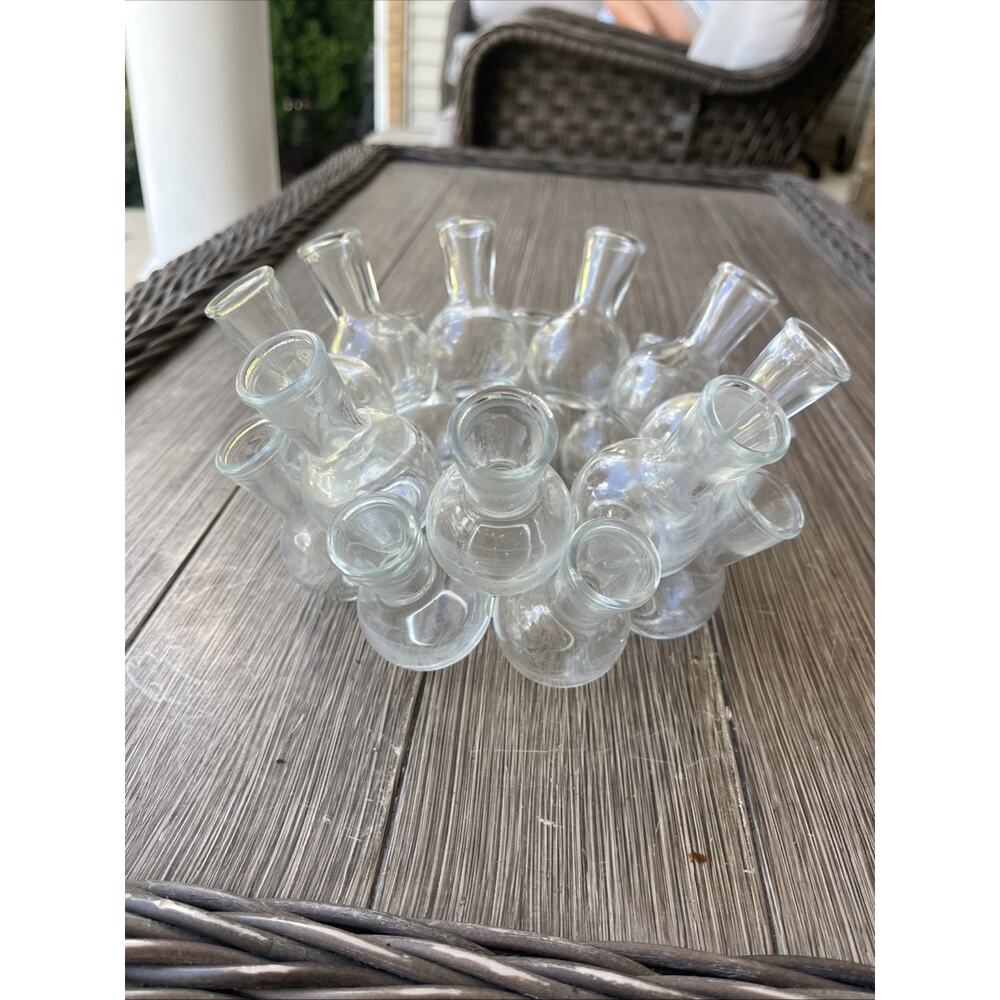Vintage 18 Bottle Clustered Frog Glass Stacked Propagation Floral Bud Vase - Picture 4 of 6